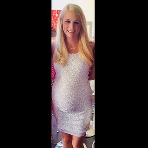 Rachel Zoe For Pea in the Pod Maternity White Pearl Sequin Cocktail Dress | XS